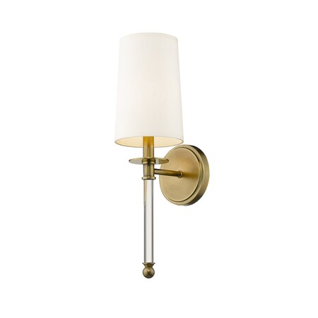 Z-Lite Mila 1 Light Wall Sconce, Rubbed Brass & Beige 808-1S-RB
